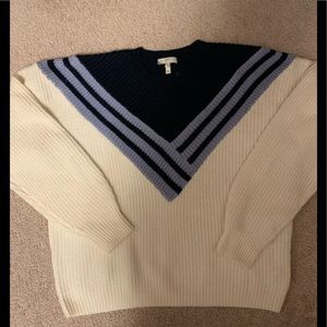 Joie navy/ivory sweater v detail